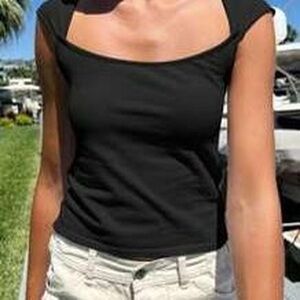 SHEIN Black Fitted Crop Tank Top